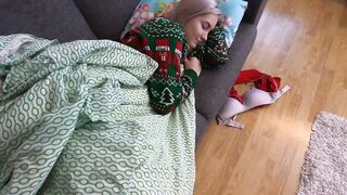 stepsister comes Home for Christmas and Stepbrother Fucks her while Napping inside livingroom