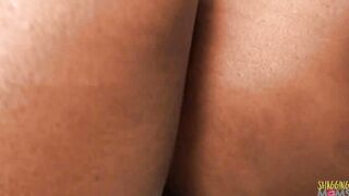 Doing the laundry makes the black cougar aroused so she masturbates to attract a bbcs