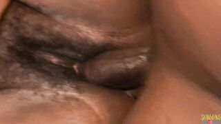 Doing the laundry makes the black cougar aroused so she masturbates to attract a bbcs