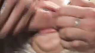 Wrapped inside plastic amazingly hot blonde gets cum inside her mouth