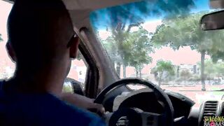 Tattooed ginger gets picked up and taken for a big rides on his long dick
