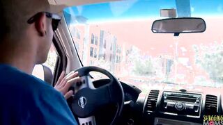 Tattooed ginger gets picked up and taken for a big rides on his long dick
