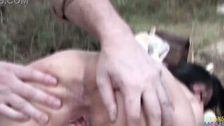 Grocery shopping mom gets picked up and led to nature for passionate anal pounding