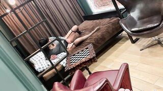 Passionate doggy style fucking into the bedroom