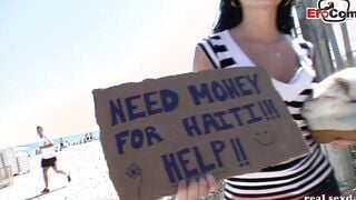 British dark haired tiny melons young woman picked up on street for porn