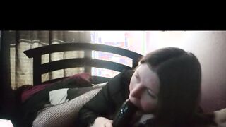 Bombshell white women serves her BF
