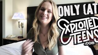 Slim blonde amateur teenagers slobbers on a fat dick