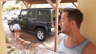 SpyFam Vehicle wash flirtation turns in pounded with step sister Ashly Anderson