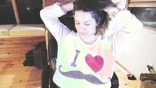 Monica Mendez Applying Lotion to her Gigantic Rounded Boobs in Front of