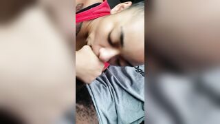 Mexican co-worker blowing cock red blowjob soak mouth