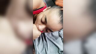 Mexican co-worker blowing cock red blowjob soak mouth