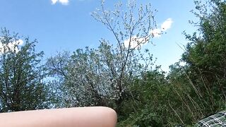 Nailed stepsister inside the garden. Outside sex
