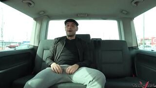 Russian convinced inside parking lot rides huge dick well inside driving van