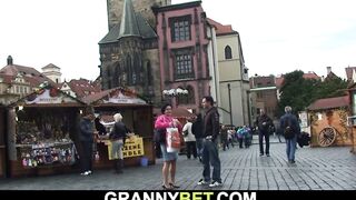He Picks Up Babe Dark Hair Grandmother For Bombshell Sex