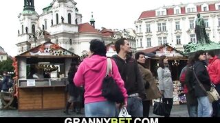 He Picks Up Babe Dark Hair Grandmother For Bombshell Sex