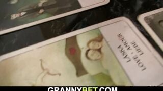 The older woman stretched her legs to a young bro
