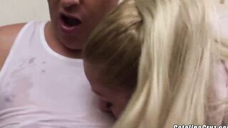 I let Sharon Pink boned my hubby I watched and helped swallowed cum