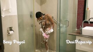 indian bhabhi taking shower after having babe sex with her hubby into hotel WC