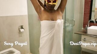 indian bhabhi taking shower after having babe sex with her hubby into hotel WC