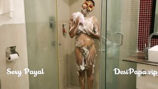 indian bhabhi taking shower after having babe sex with her hubby into hotel WC