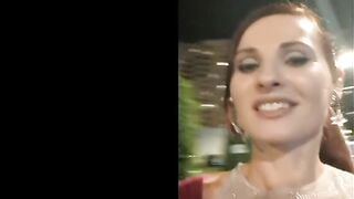 Nude woman inside the club with bodyart. Prank