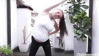 A Very Pregnant Angel Exercises into the Sun!