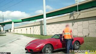 Roadside - Curvy Blonde Bombshell Gets Boned By Roadside Assistance