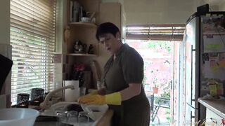 AuntJudysXXX - Big Titted Old Housewife Layla Bird blows your penis into the kitchen (pov)