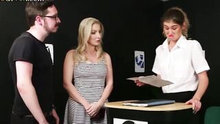 CFNM border control 3 way BLOWJOB by penis hungry FELLATIO and HJ MILFS