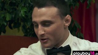 Playboy18.com - Masked and handcuffed blonde cougar housewife Vikki satisfied by a stranger