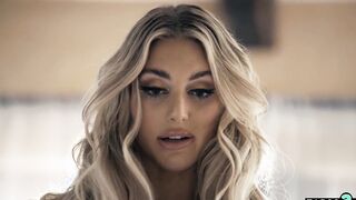 Nasty long boobed blondie Kayley Gunner taking care her BFFs couple huge dick