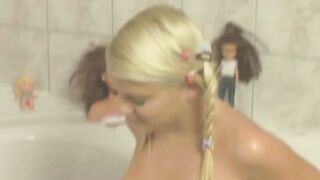 YoungKimmy masturbates into bubble bath tub