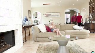 Slim blonde 19 yo Chloe Temple banged rough next to her shocked stepfather
