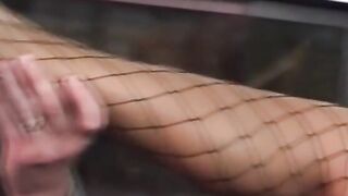 Pornstar Anett Larman fucks in fishnet stockings
