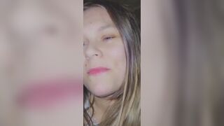 Crazy cumslut blowing on her first dick