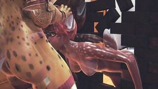 Furry Animated - Futanari Fawn cunt with mouth having sex with Tiger Futanari - Japanese eastern Manga Cartoon Video Game Porn