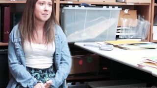 Shoplifter Brezzy Bri bends over the table and taking the perv officers dick from behind
