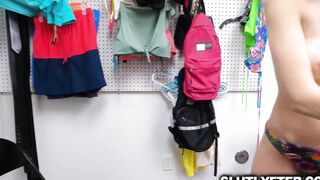 Shoplifter Brezzy Bri bends over the table and taking the perv officers dick from behind