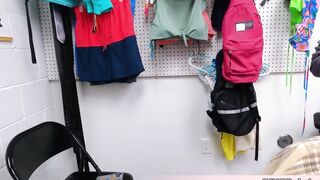 Thin and adorable shoplifter with flat chest gets her cavity search then gets ruined