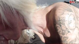 Thin blonde german old MILF do private fellatio pov