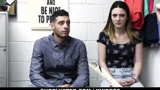 Mall cop fucking and dominating sexy lover in front of cuckold boyfriend