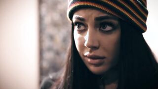 Teenie lesbo coerced into a 3-way with her GFs stepdad