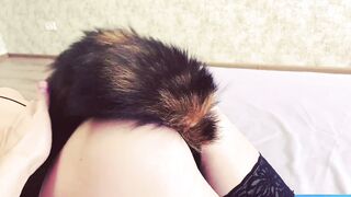 Adorable Bombshell With Fox Tail Gets Roughly Banged Doggy Style - Lisa Takami