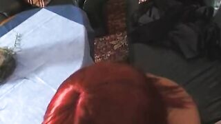 housewife blows vacuum cleaner salesman's nuts empty