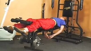 nude into gym, her bald snatch looks so tasty