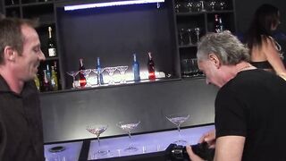 Dark Hair screwed on the bar