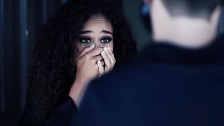 Ebony 19 year mature Scarlit Scandal fucks delivery guy with pandemic