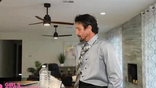GIRLSRIMMING - Nasty Avery African giving a sloppy rimjob to her stepdad