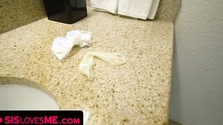Found someone else's condom in my step sister's snatch and fuck her