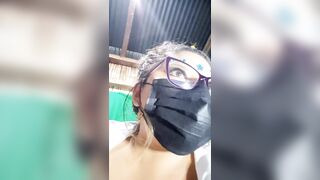 big tit responds to her friends broadcasting live, while she gets clothed to go to class